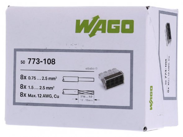 Клемма WAGO 773-108 (8 одножильных) х 0,75-2,5 мм