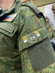 Нашивка на липучке флаг РТ (Татарстан) с гербом, полевая, 7х5см