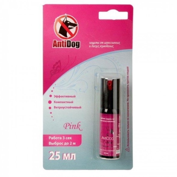 Баллончик перцовый Antidog Pink