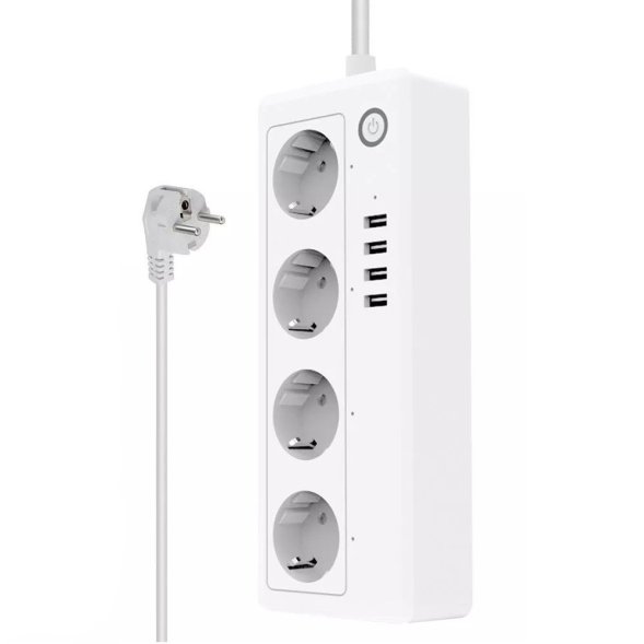 Умный сетевой фильтр с WiFI на 4 розетки 16А и 4 USB