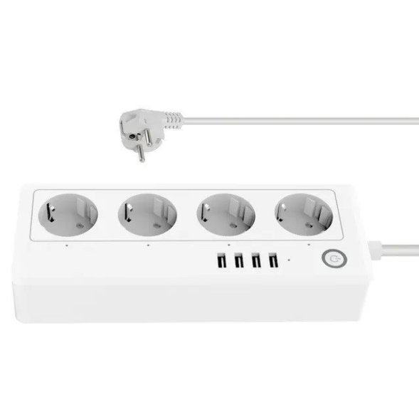 Умный сетевой фильтр с WiFI на 4 розетки 16А и 4 USB