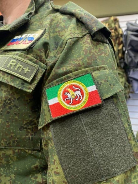 Нашивка на липучке флаг РТ (Татарстан) с гербом 8х5см