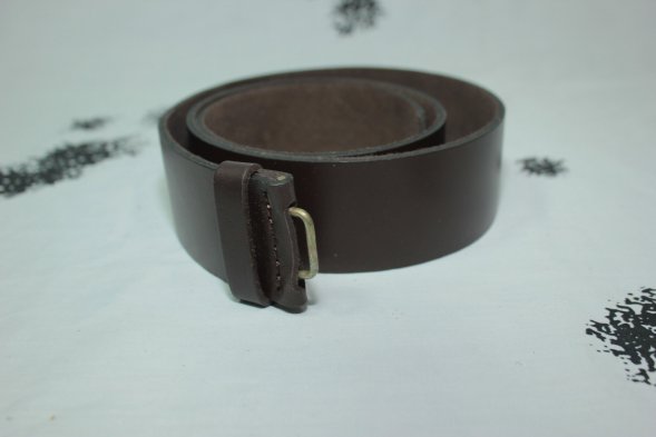 Ремень солдатский кожаный под бляху коричневый