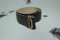 Ремень солдатский кожаный под бляху черный