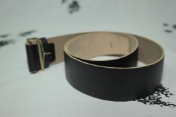 Ремень солдатский кожаный под бляху черный