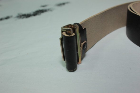 Ремень солдатский кожаный под бляху черный