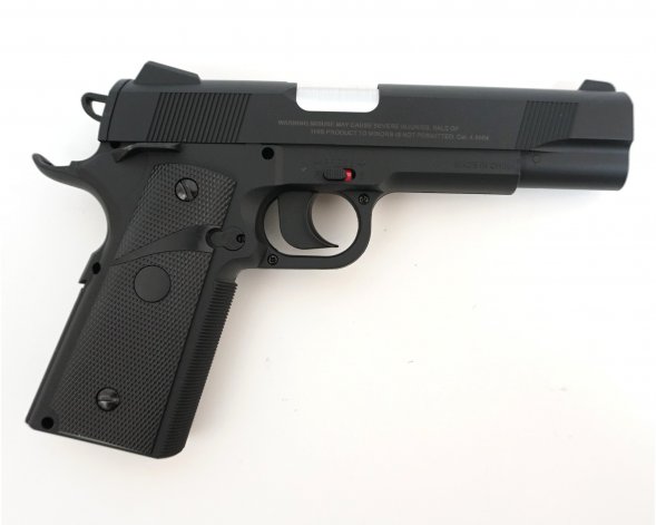 Пистолет пневматический S1911G (аналог "Colt 1911") 4,5мм, пластик, 120 м/с, черный