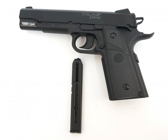 Пистолет пневматический S1911G (аналог "Colt 1911") 4,5мм, пластик, 120 м/с, черный