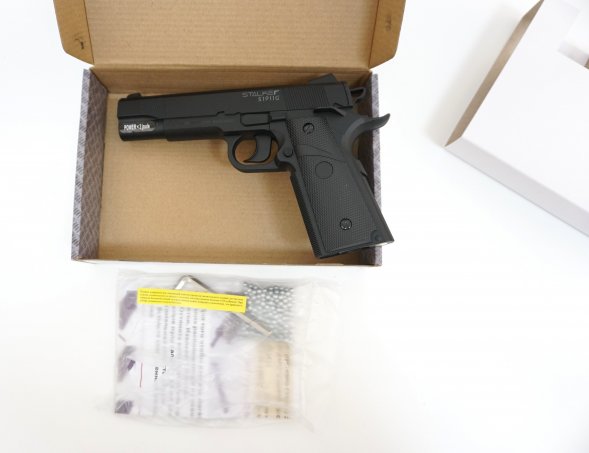 Пистолет пневматический S1911G (аналог "Colt 1911") 4,5мм, пластик, 120 м/с, черный