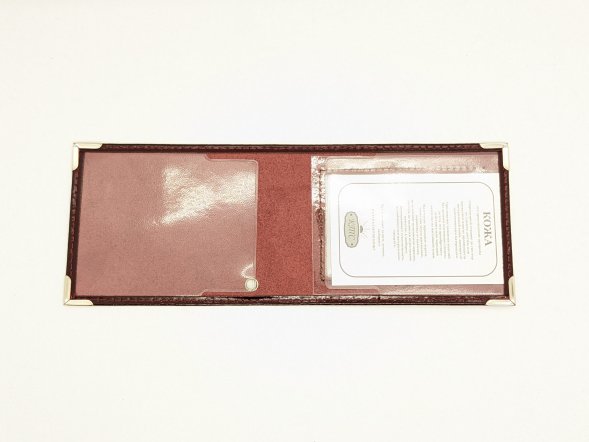 Обложка для удостоверения бордовая нат. кожа